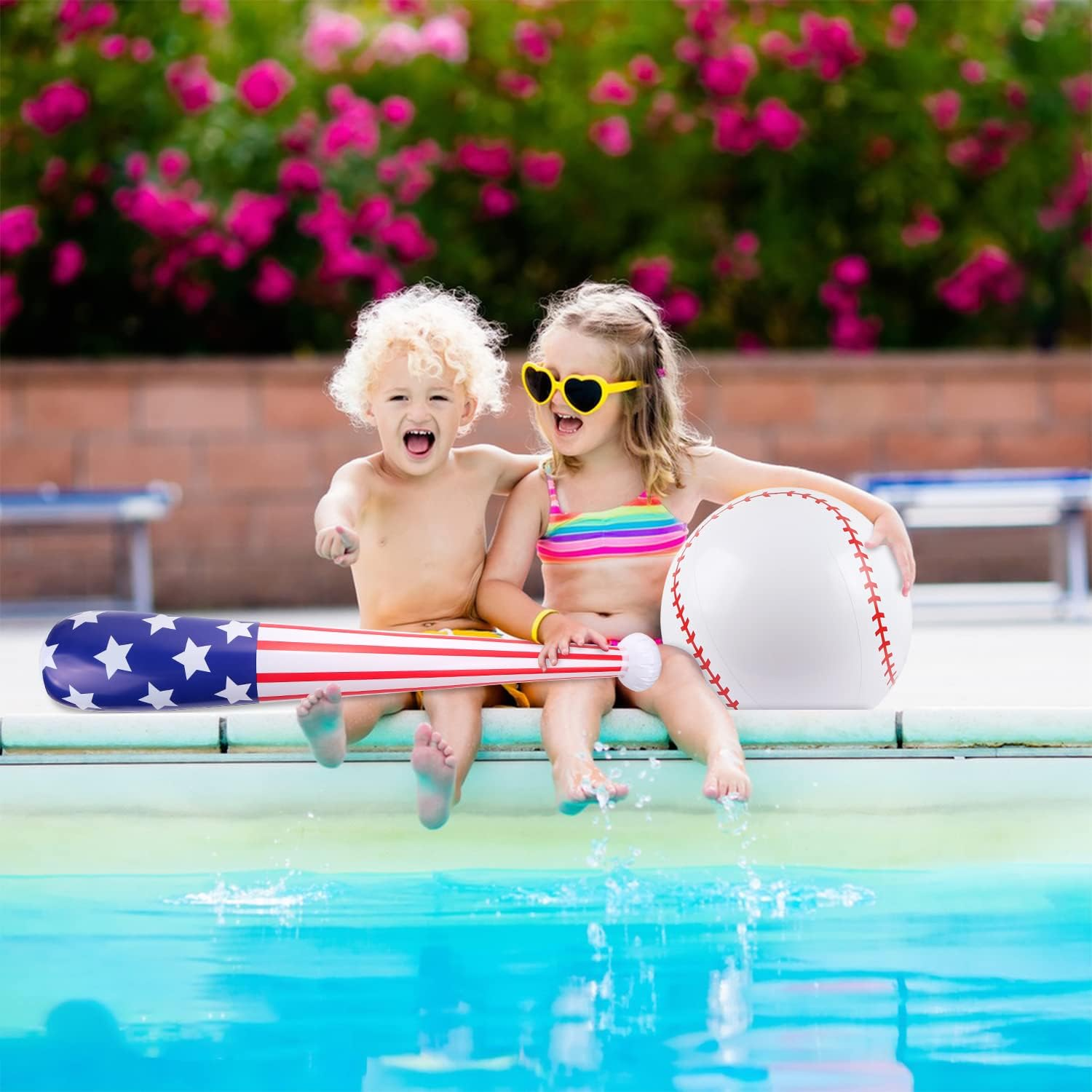 2 Pcs American Flag Inflatable Baseball and Bat, Blow up Beach Ball, Sports Theme Party Favors for Kids Adult Pool, Sports Game Birthday Carnival Decor Photo Props image number 4