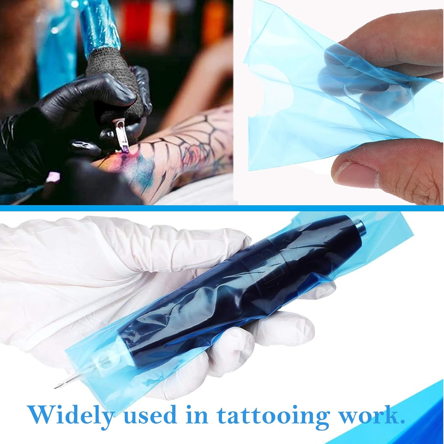 Urknall Pen Machine Covers with Grip Tapes, 200Pcs Tattoo Pen Covers and 4Pcs Tattoo Grip Wrap Tattoo Machine Bags Tattoo Grip Covers Tattoo Pen Sleeves Combination Tattoo Supplies