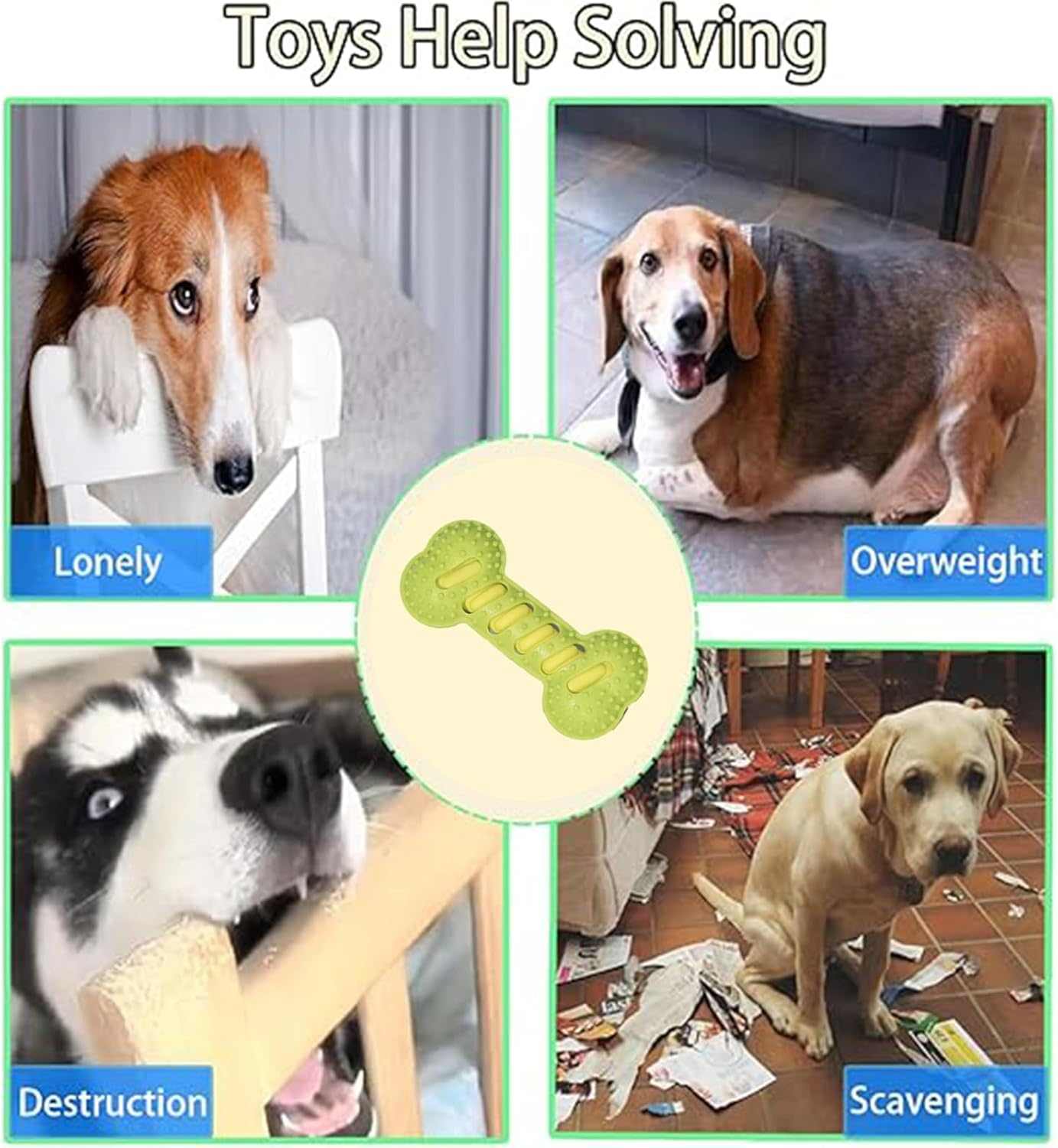 Ksngtixe 1 Pcs Durable TPR Squeaky Bone Chew Toy for Medium Dogs - Interactive Dental Cleaning Teeth Grinding Dog Toy with Sound, Anxiety Relief Toy for Aggressive Chewers (7.48 Inch) image number 2