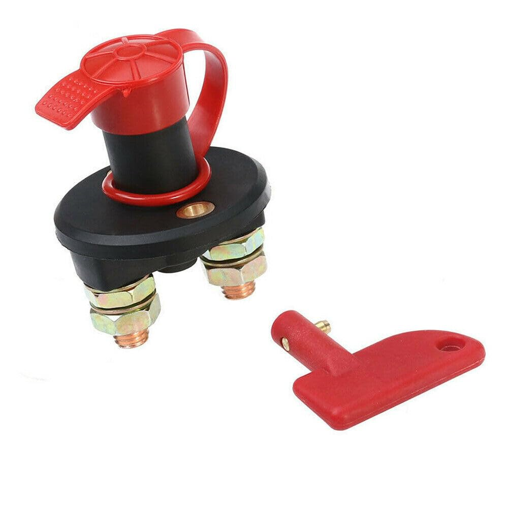 Battery Disconnect Switch with Keys, 12V 24V Battery Kill Switch Isolator Disconnect Cut off Power for ATV Car Auto, on off Battery Master Switch with Waterproof Key and Cover image number 1