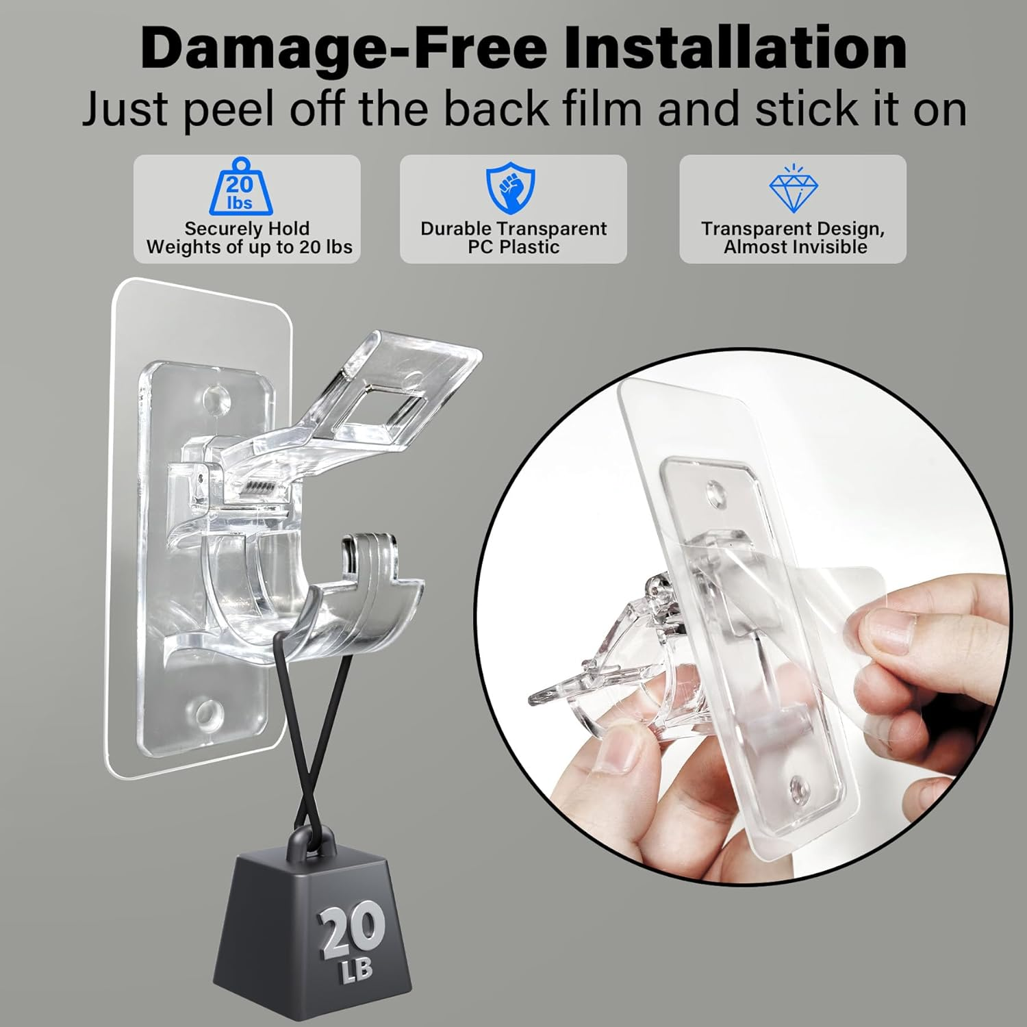 6-Pack No Drill Needed Curtain Rod Holders Brackets, Self Adhesive Rod Holder Hooks, Multipurpose Nail Free Stick on Curtain Rod Hooks image number 1