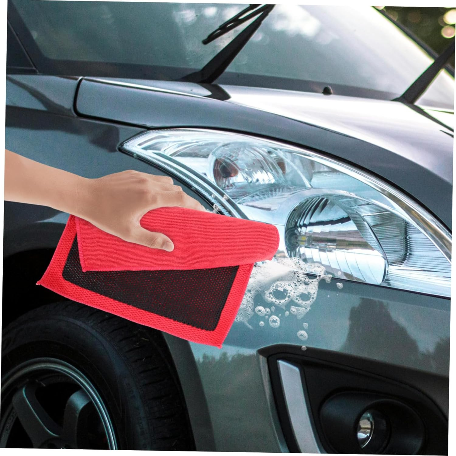 BRIGHTFUFU Car Wash Clay Towel Red Car Drying Towel Truck Cleaning Cloth Suv for Automotive Detailing and Household Cleaning image number 2