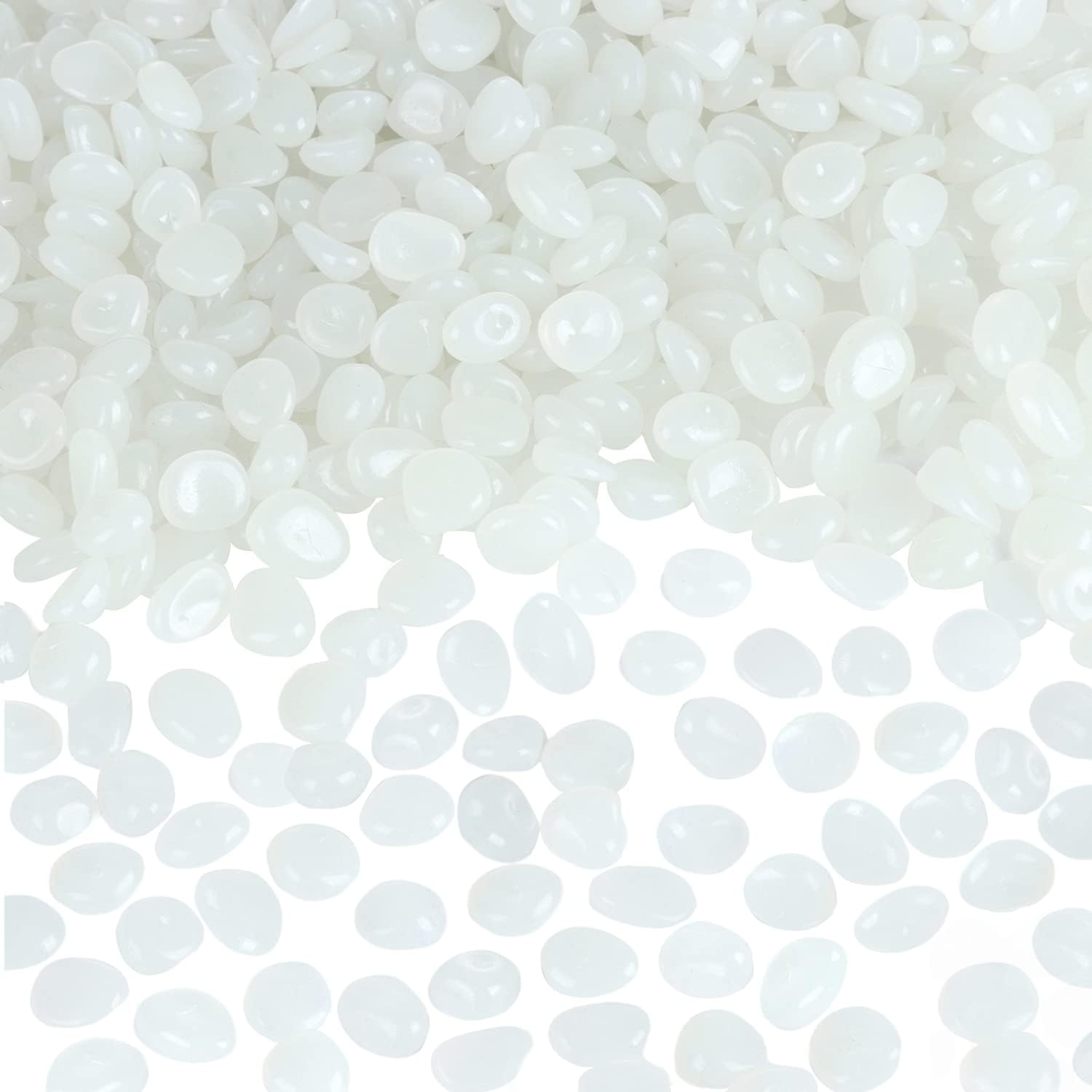 Glow in the Dark Rocks Outdoor Decorative Stones, 1000 PCS White Glows Blue Small Luminous Pebbles for Garden Walkway Fish Tank Aquarium Planter Vase Filler image number 4
