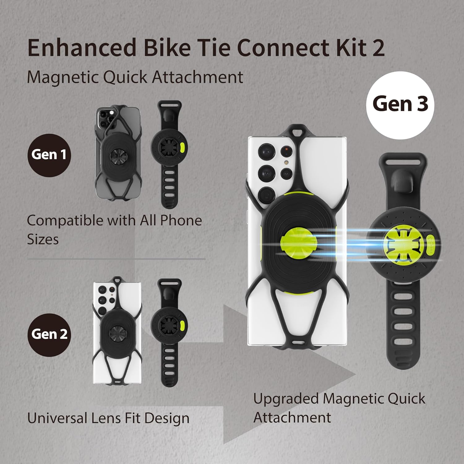 BONE Bike Tie Connect Kit 2 Magnetic, 360 Degree Rotatable Quick Release Universal Phone Holder for Handlebar Stem Mount, Garmin Cycling Computer with Shock-Absorption Fits 4.7-7.2 Inch Iphone Samsung image number 5