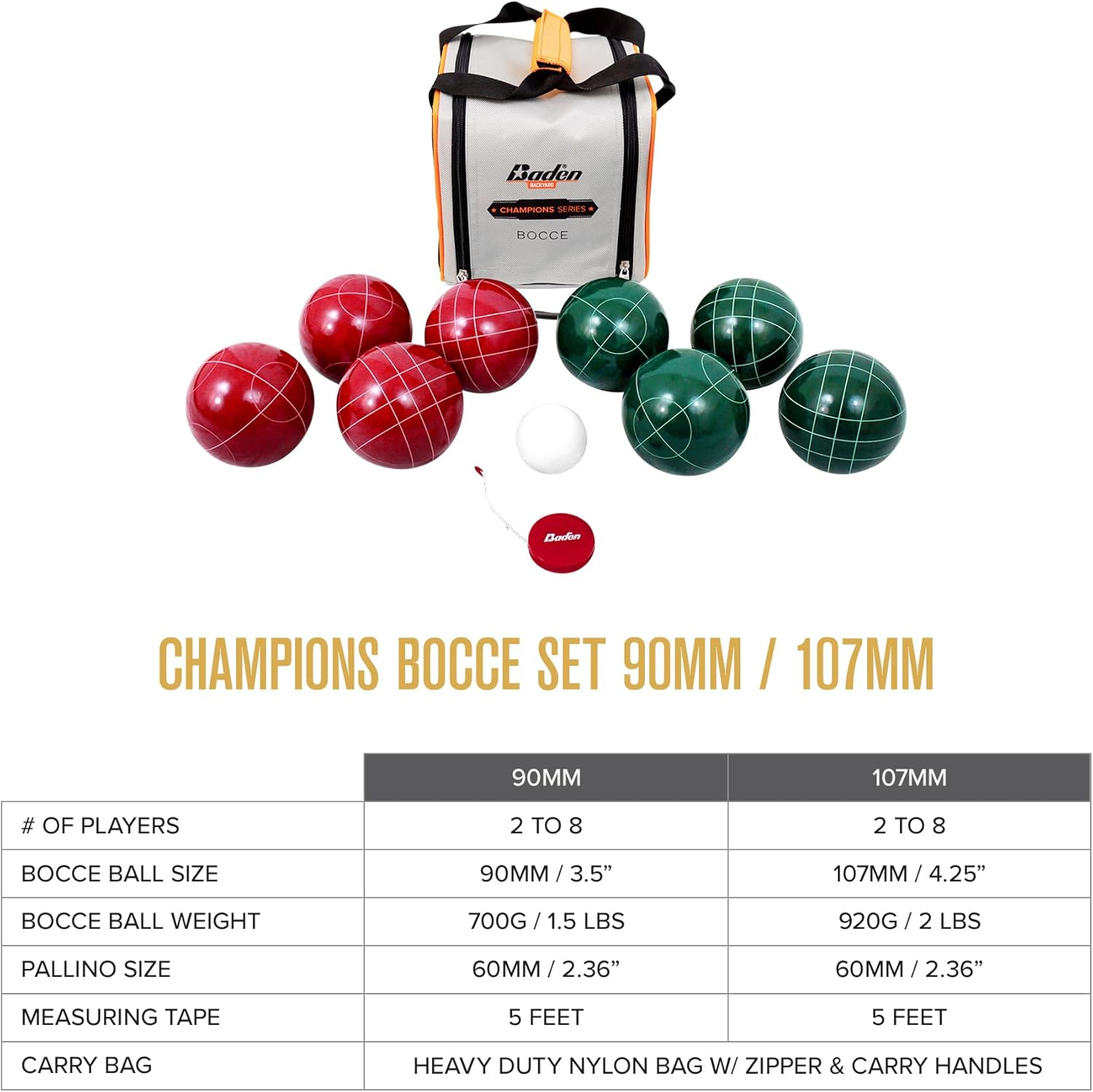Baden Bocce Ball Set with Carry Case and Measuring Tape - Various Sizes image number 5