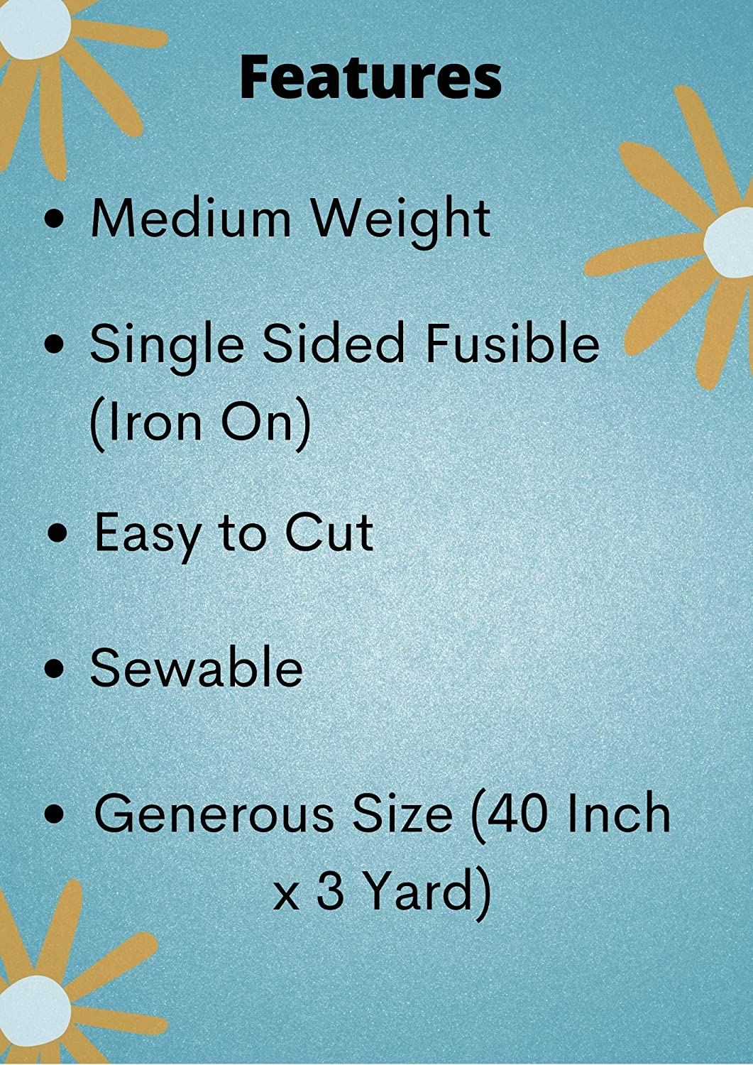 MAROBEE Medium Weight Iron on Fusible Interfacing for Arts Crafts and Sewing Projects, (40 Inch X 3 Yard) White Non-Woven image number 3