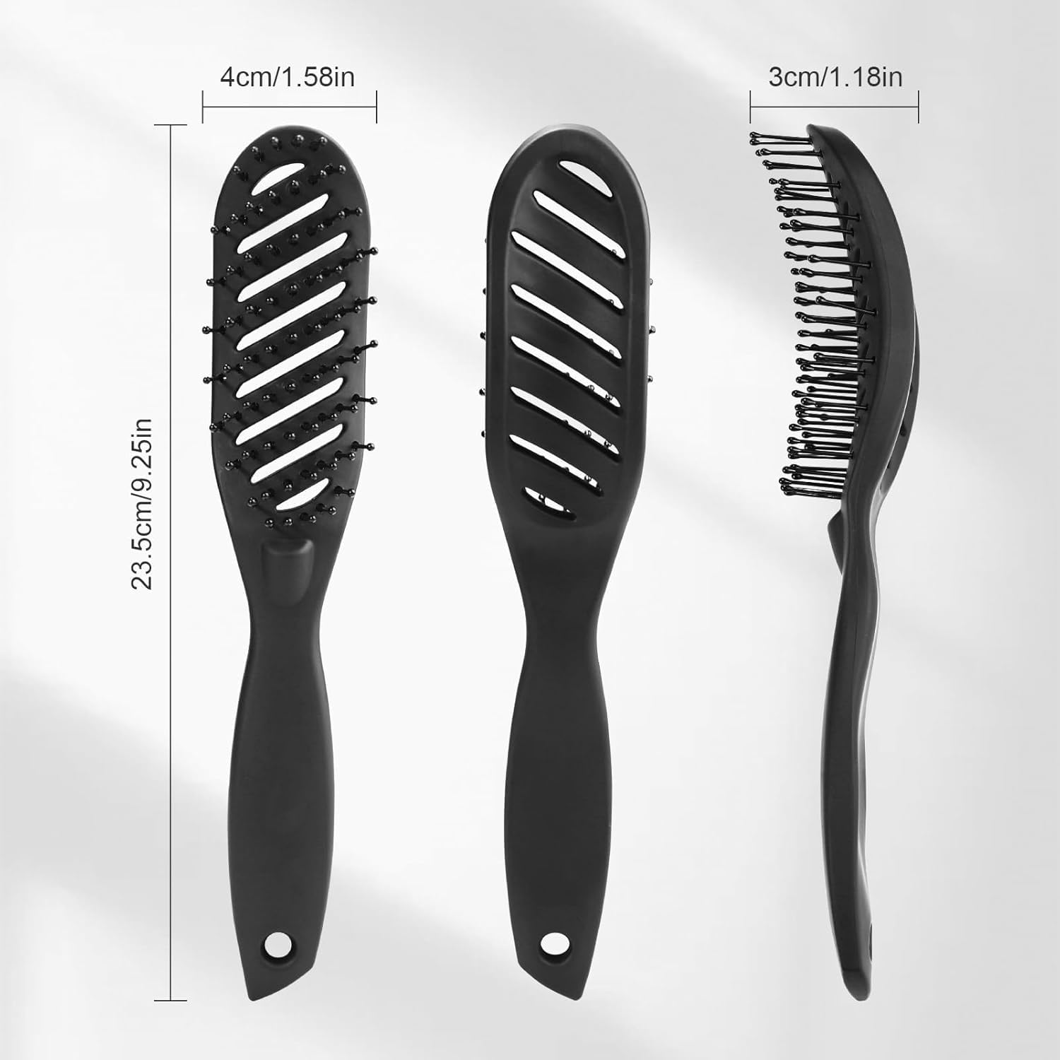 Curved Vented Styling Hair Brush, 2Pcs Curve Vented Brush Faster Blow Drying Brush,Detangling Nylon Bristle Brushes,Detangling Nylon Boar Bristle Brushes Curved Vented Detangle Hair Brush - 2 Pcs image number 4