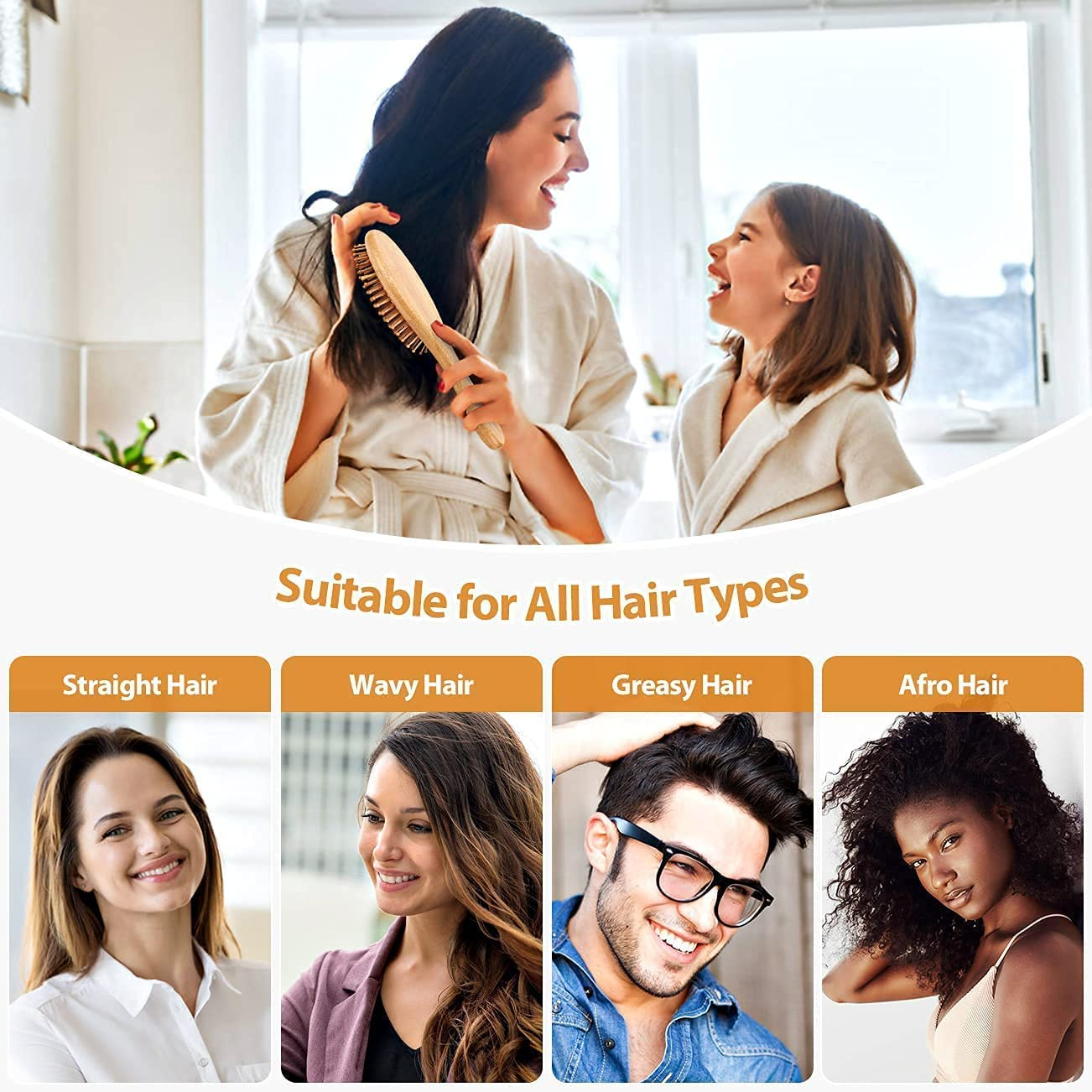 Wooden Hair Brush with Air Cushion Combs for Scalp Massage Anti-Static, No Hair Tangle image number 3