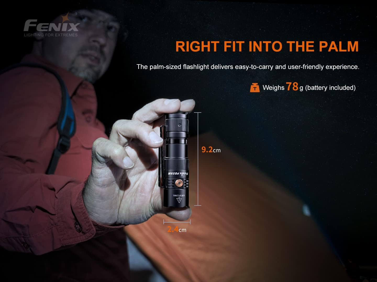 Fenix PD25R Black, Rechargeable Mini Multi-Purpose LED Torch | 800 Lumens | 250M | 70 Hrs Max | 700 Mah | USB-C | Two-Position Body Clip | IP68 image number 3