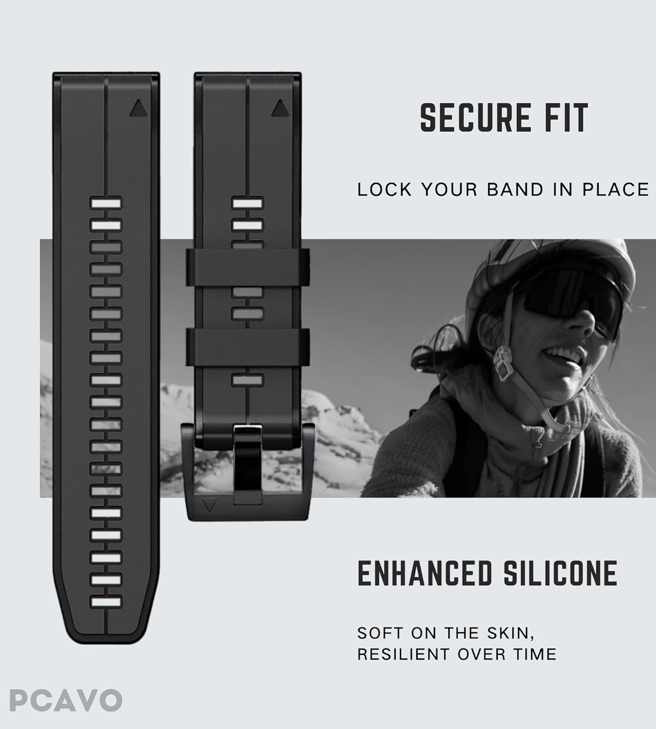 PCAVO Watch Bands for Garmin Fenix 5X/6X/7X Pro Solar Fenix 3HR, Quickfit 26 Sturdy Silicone Strap Replacement for Garmin Enduro 2 Tactix Descent 51MM image number 6