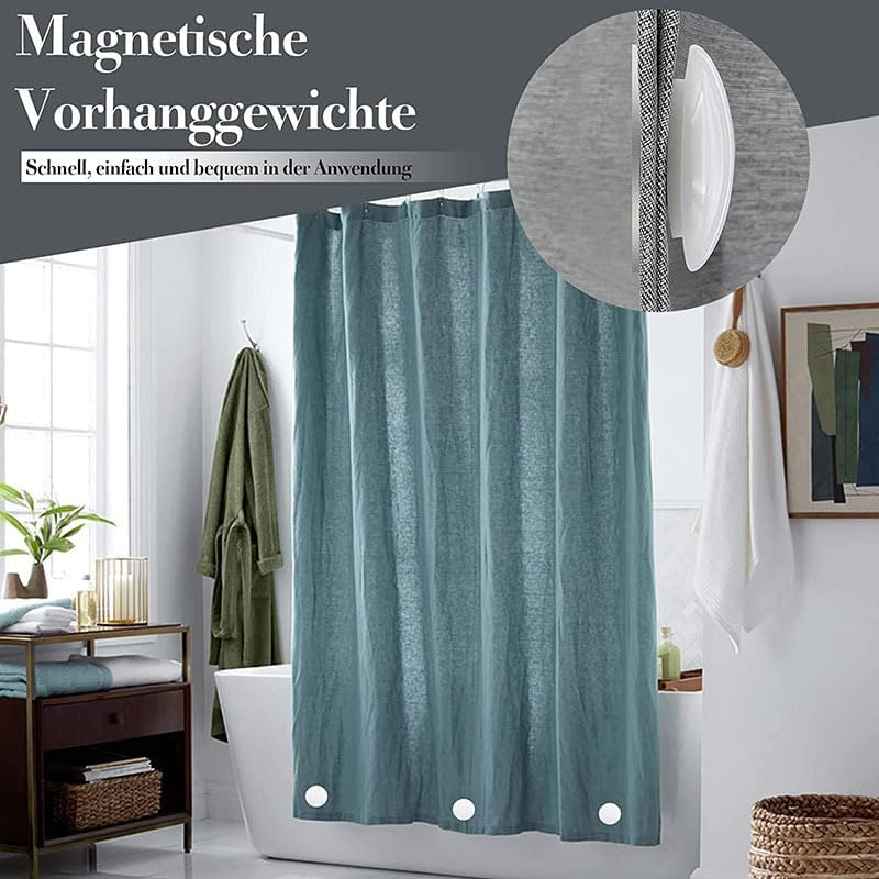 THJOPOKEEL 12Pcs Magnetic Shower Curtain Weights Shower Curtain Magnets Reusable Magnetic Shower Liner Weights Heavy-Duty Magnetic for Bathroom Curtain Outdoor Flag Tablecloths Waterproof White image number 6