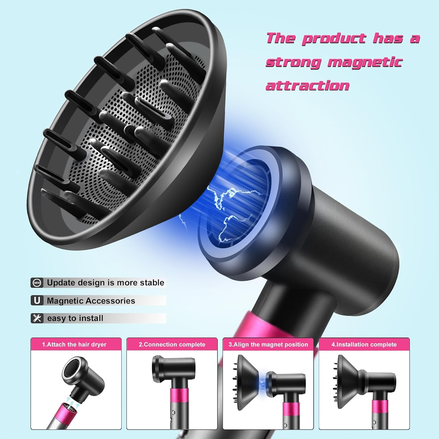Diffuser and Adaptor for Dy Son Airwrap Styler, 6 Pack Hair Dryer Diffuser Attachment Compatible with Airwrap Styler Converting to Hair Dryer image number 6