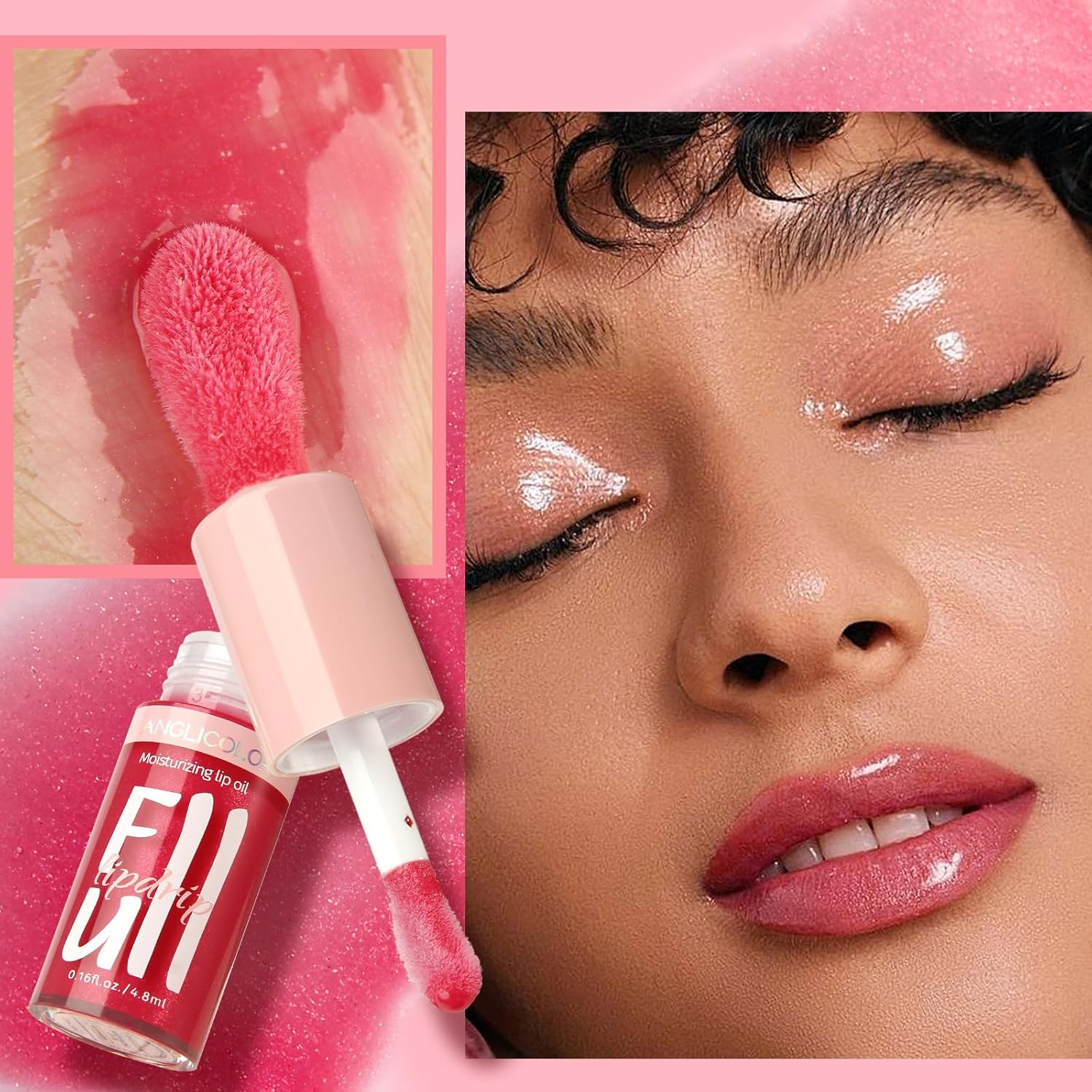 Anglicolor Lip Oil,Hydrating Tinted Clear for Dry Lips,Plump Moisturizing & Nourishing Lip Glow Oil,Vegan & Cruelty-Free (#03) - 04 image number 2