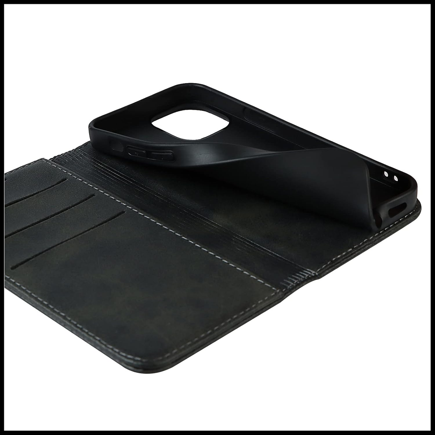 Iphone 15 Pro Max Wallet Case FROLAN Premium PU Leather with Credit Card Holder Slot Flip Drop Protection Shockproof Cover 6.7 Inch(Black) image number 6