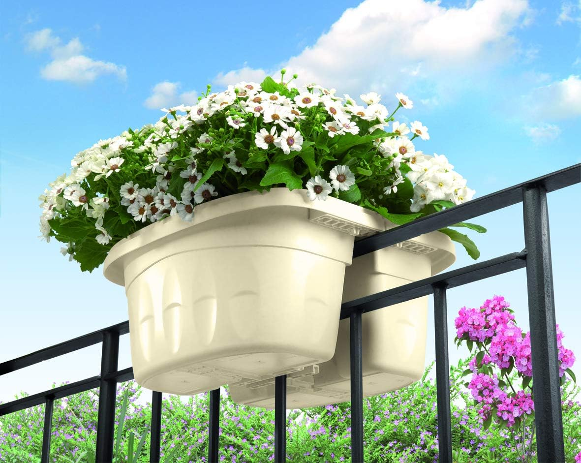 Apollo Exports International AP-30232/2 16" Double Sided Adjustable Railing Planter, Pack of 2, White image number 6