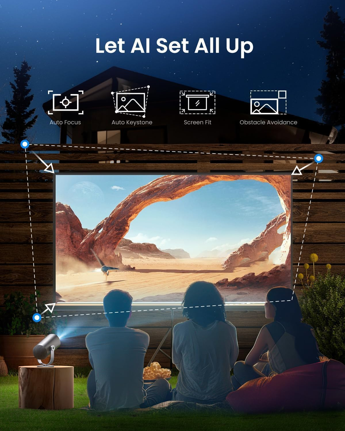 Dangbei Freedo 1080P Portable Projector with Stand, Netflix Officially Licensed, 2.5 Hours Playtime, 180-Inch Home Theater, 450 ISO Lumens, Dolby Audio, Mini Projector with Wi-Fi and Bluetooth image number 5