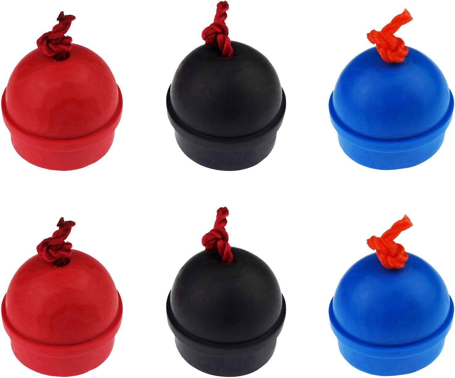 6 Pack Rubber Pool Billiard Cue Chalk Holders with Cord, 3 Colors