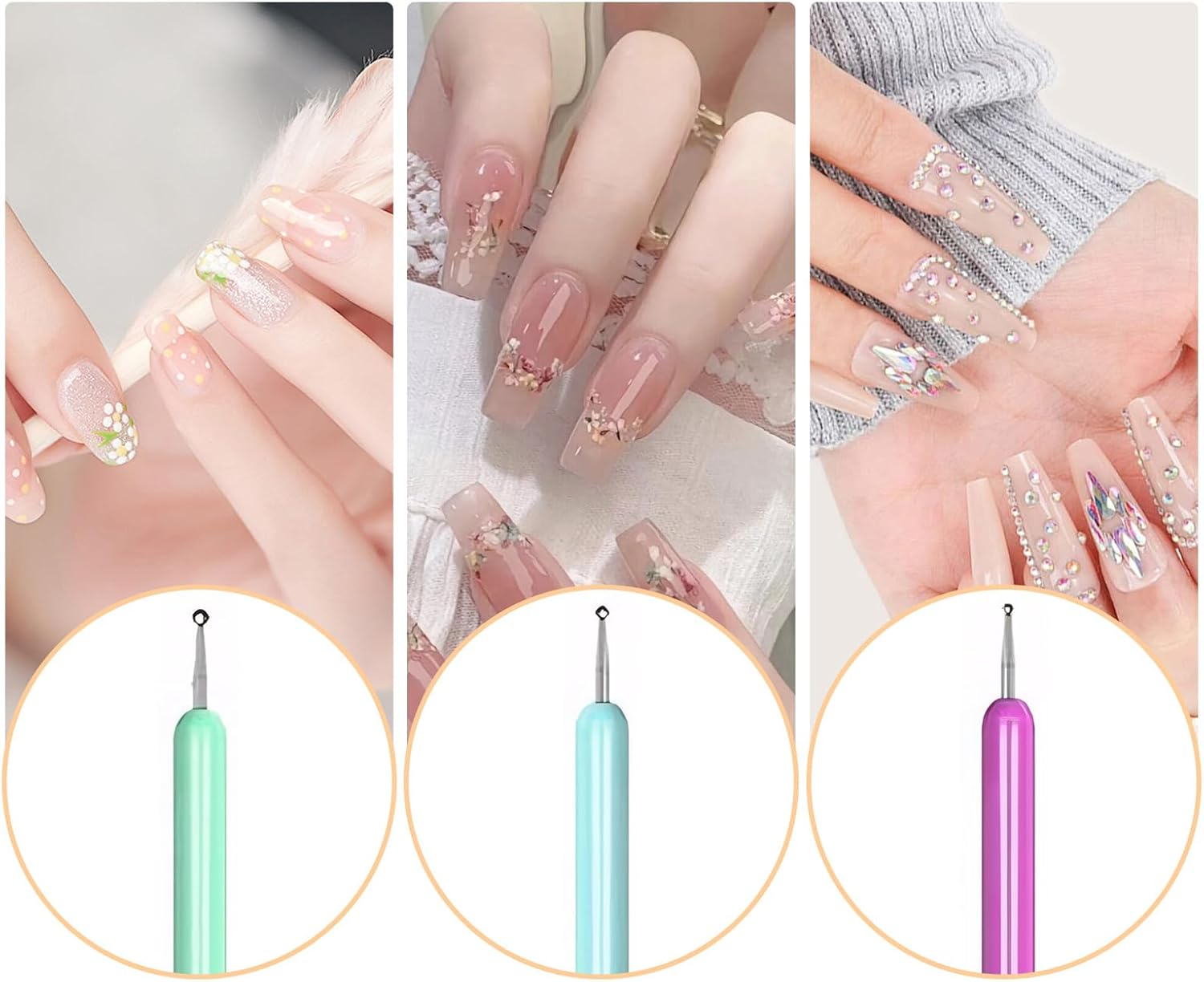 Reayou Nail Art Brushes Set, 6 PCS Manicure Design Pens Painting Tools with Double-Headed Liner Brush Gel Dotting Pen for DIY Pattern Drawing Coloring Nail Extension Home Salon image number 5