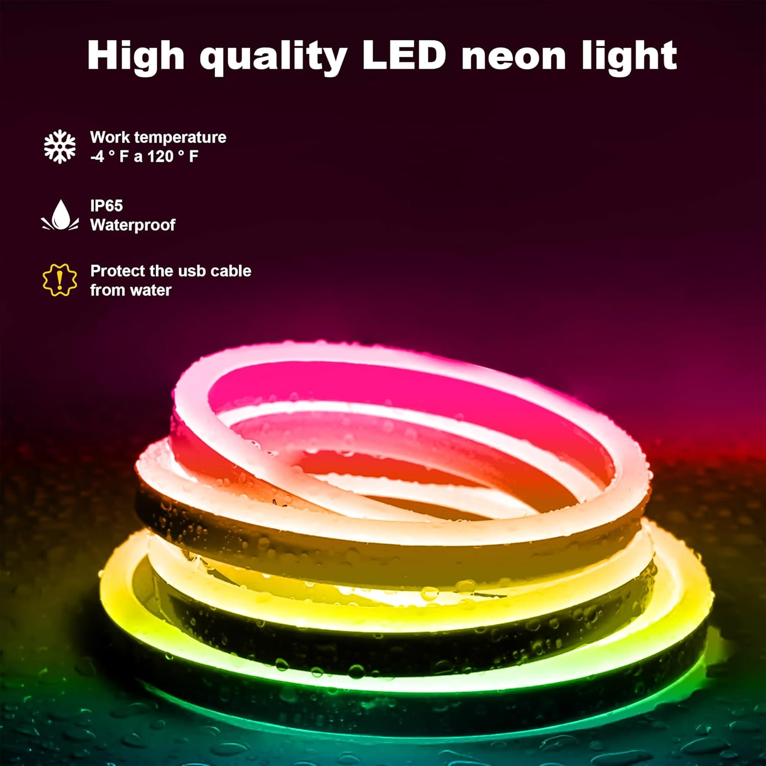 Cozylady USB Neon Rope Lights 3M,Waterproof 10Ft RGB+IC LED Rainbow Lights with Bluetooth App/Remote Control,Music Sync,Running Effect Neon Strip Light for Bedroom Gaming Wall Decor Outdoor