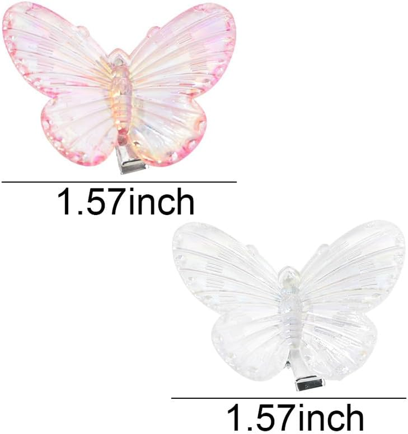 Xiyantiji Mini Butterfly Hair Clips for Girls Pink White Hair Barrette Cute Small Butterfly Clips 10PCS Glitter Hair Pin for Cosplay Party Prom Y2K Hair Accessories for Women Teen Girls image number 3