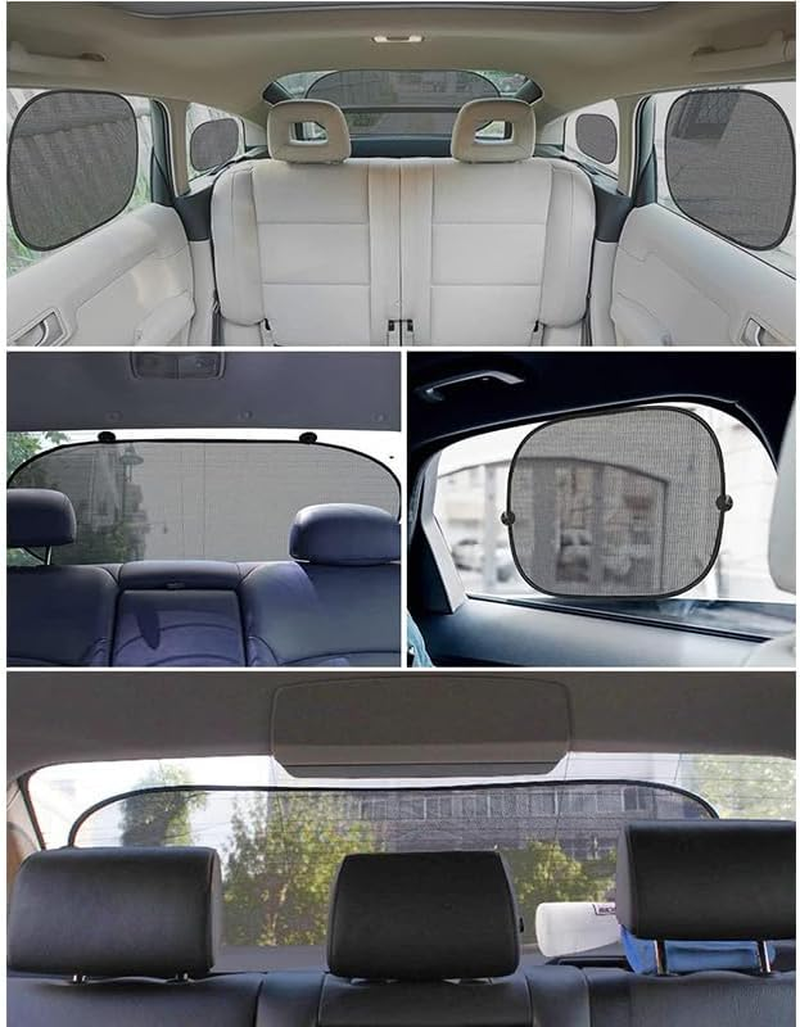 Car Window Shade for Side Windows, Foldable Double-Layer Mesh Sunshade with Strong Suction Cups, UV Protection Heat Block for Kids Pets, Universal Fit Car Sunshade (5Pcs) image number 4