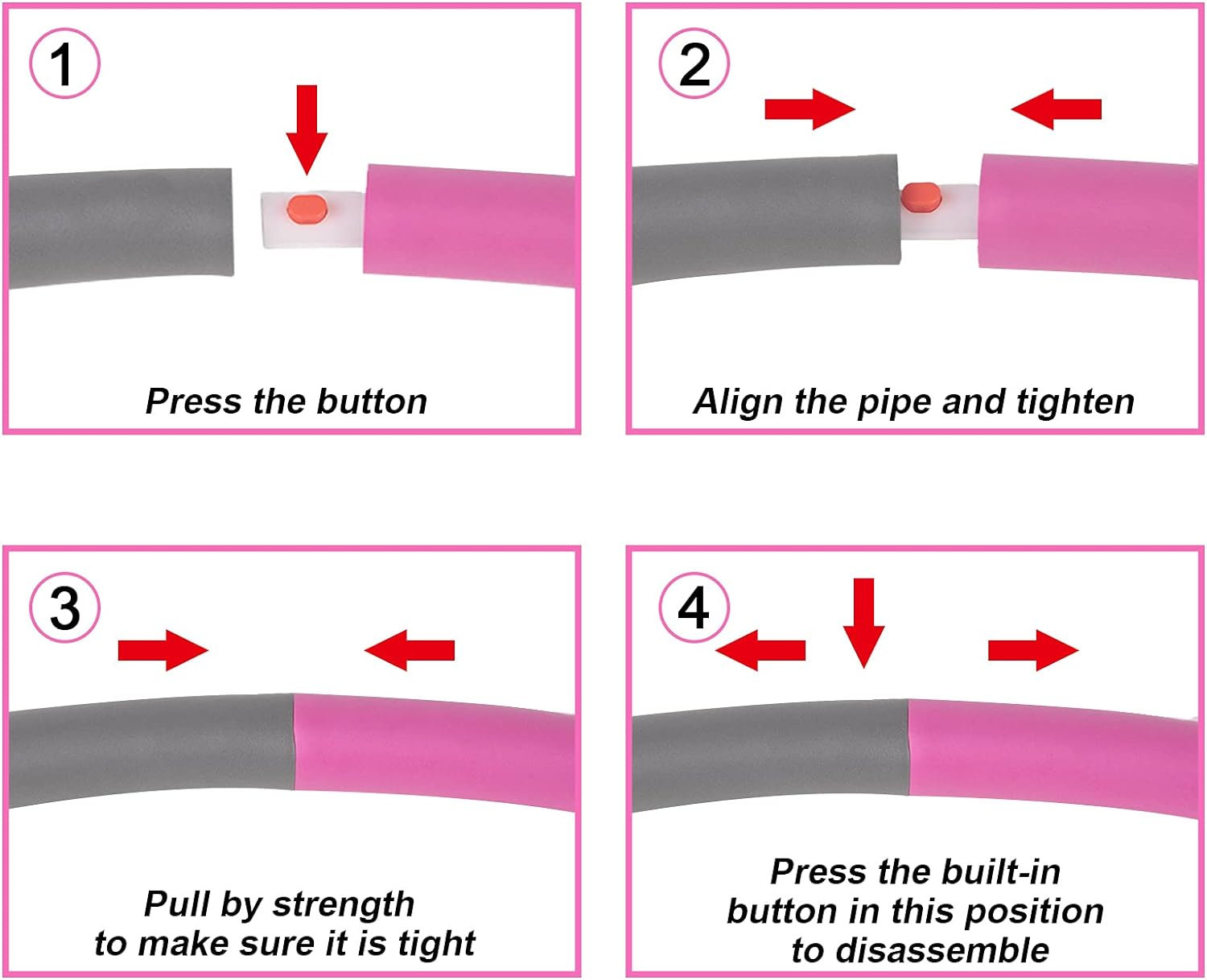 NEOWEEK 2Lb Exercise Hoops for Adults, Adjustable Hoola Weighted Hoop, Detachable Section Soft Fitness Hoop for Weight Loss, Fat Burning, Home Gym Core Workout image number 2