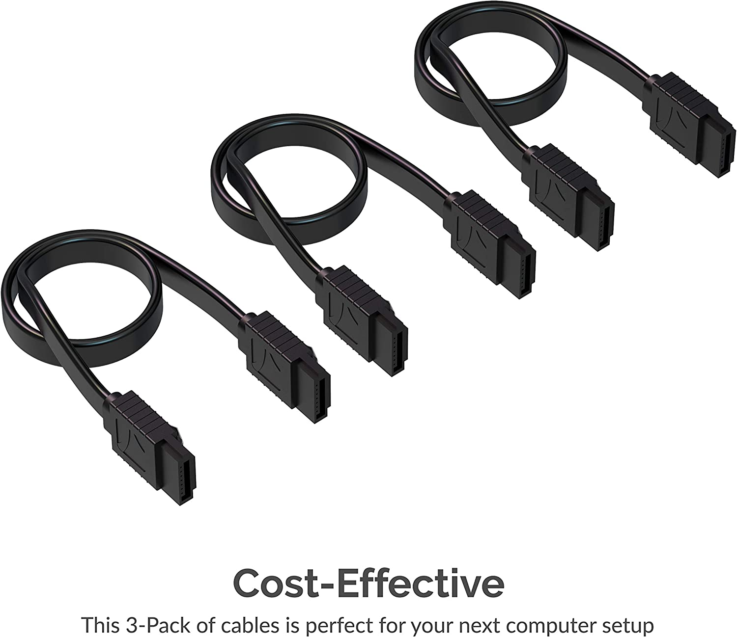 SABRENT SATA III (6 Gbit/S) Straight Data Cable with Locking Latch for HDD/SSD/CD and DVD Drives (3 Pack - 20-Inch) in Black (CB-SFK3) image number 1