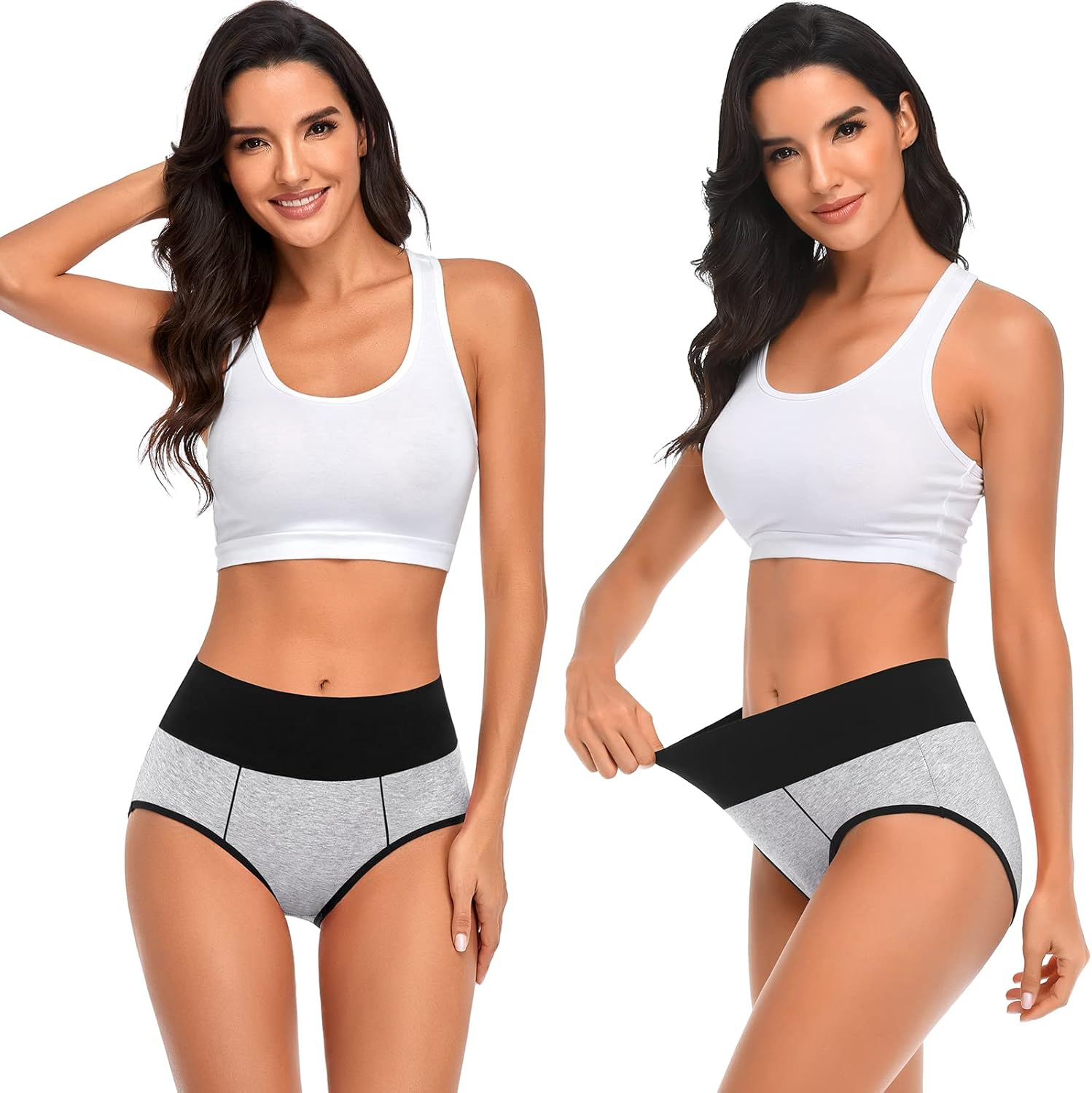 High Waisted Underwear for Women Cotton No Muffin Top Full Coverage Briefs Soft Stretch Ladies Panties 5 Pack image number 4