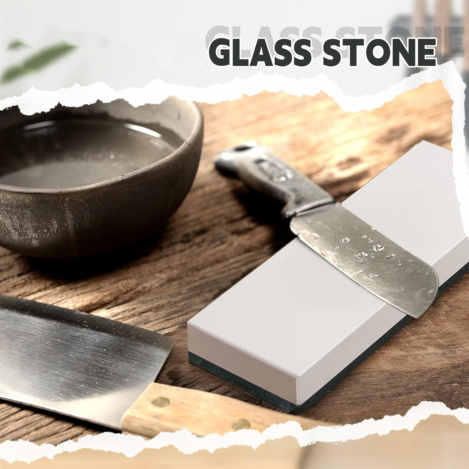 WILLBOND 15000# Glass Sharpening Stone 2 3/4" W X 8 3/4" L Whetstone Grit Single Side 0.2" Thick Wet Honing Knife Sharpener Oilstone image number 3