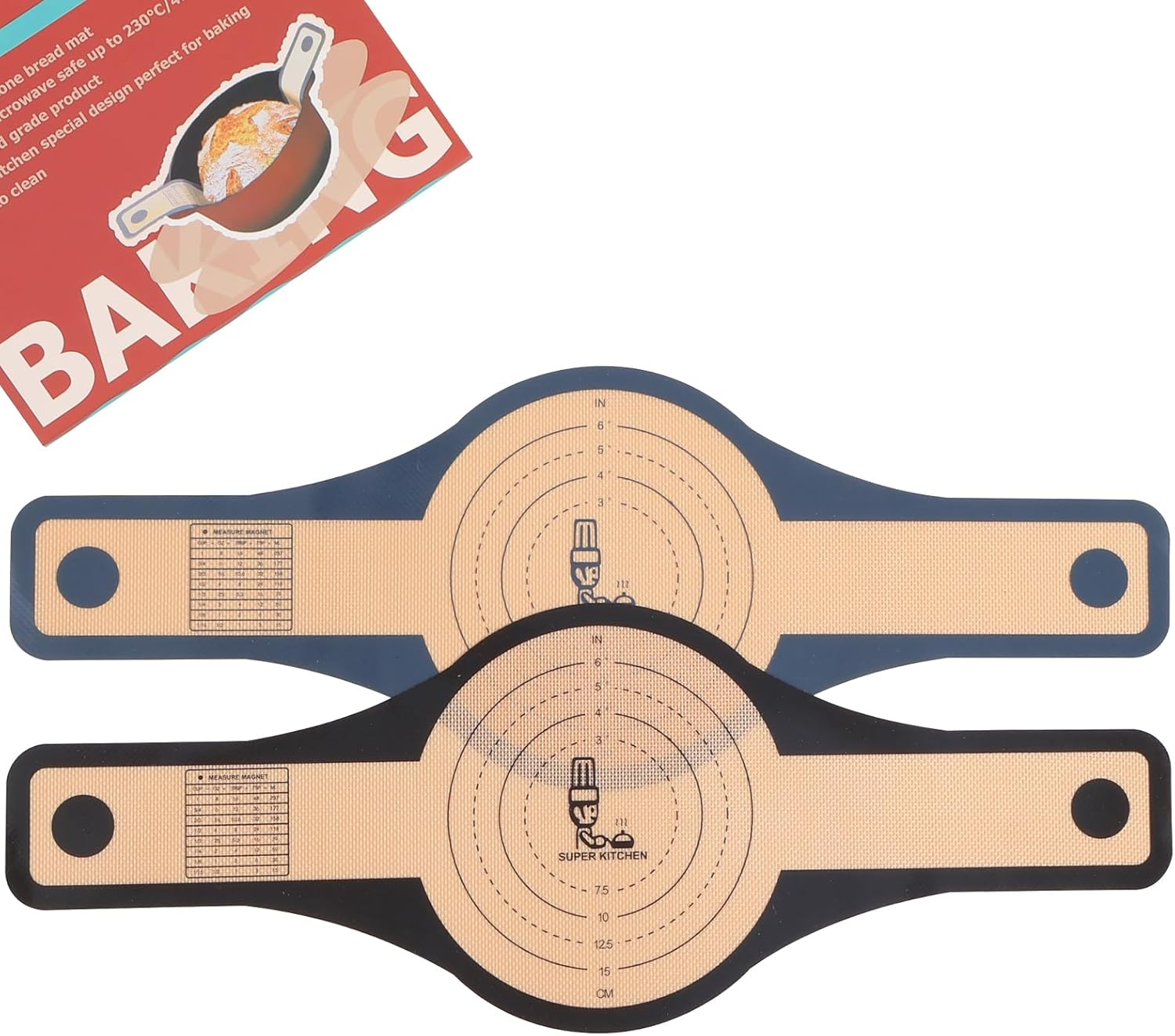 Folksy Super Kitchen 2 Pcs Extra Wider Silicone Bread Sling for Dutch Oven,Non-Stick Silicone Bread Baking Mat for Sourdough,Silicon Dough Lifter Liner with Longer Handles(22.6 * 8.3 Dark Gray,Black)&hellip;