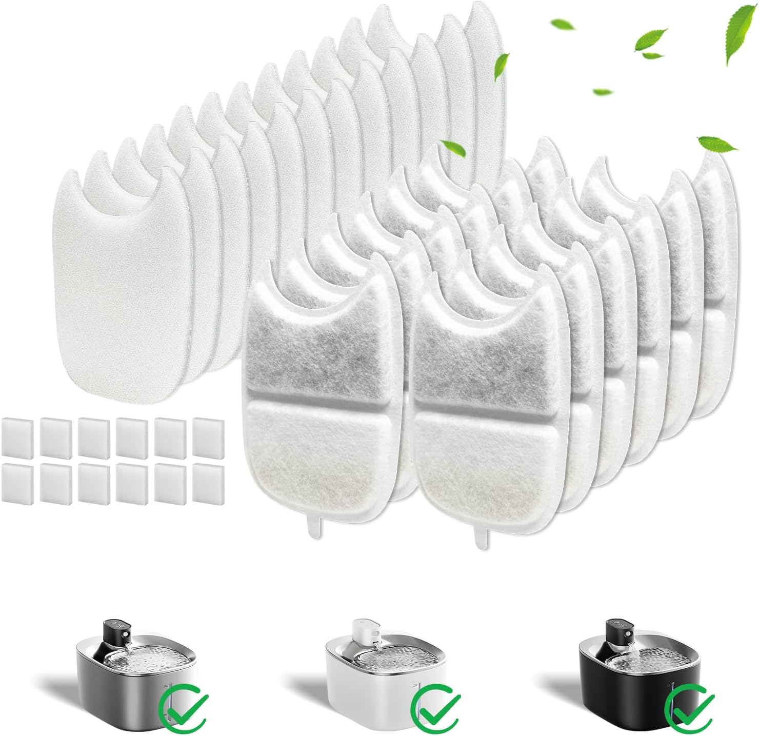 Kactoily 12 Pack Cat Water Fountain Filter & 12 Pump Filter Sponges Replacement, Cat Dog Pet Drinking Fountain for 135 Fl Oz/4L (YPD-C004P,YPD-C004S) image number 4