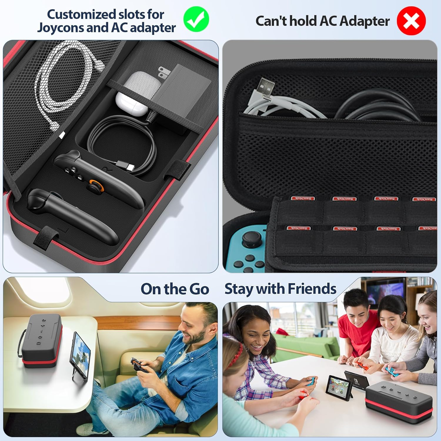 Kytok Switch 2 Case Compatible with Nintendo Switch 2 & Original & OLED Version, Custom Spot for Joycon 2 & AC Adapter, Portable Travel Switch 2 Carrying Case Bag for 28 Games & Switch Accessories image number 4