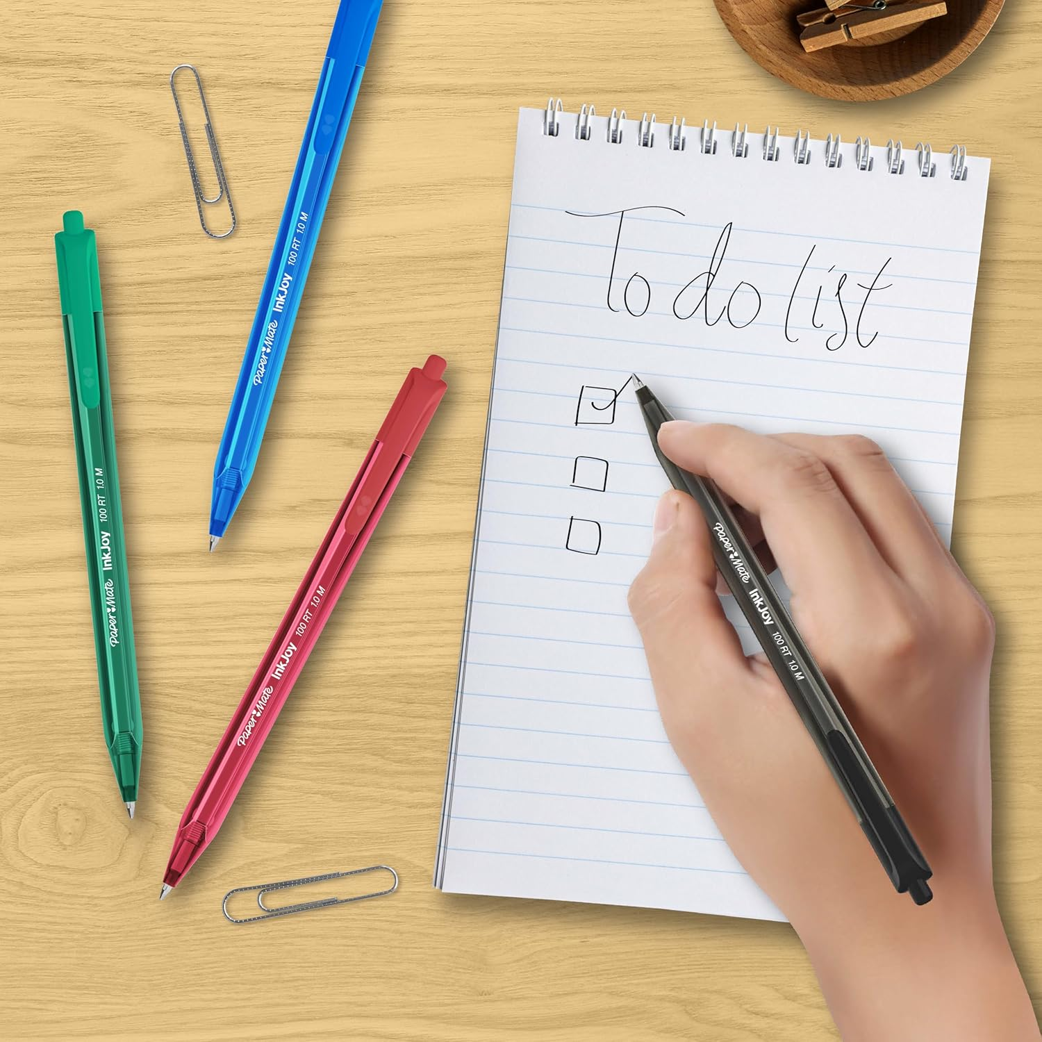 Paper Mate Inkjoy 100RT Retractable Ballpoint Pens | Medium Point (1.0Mm) | Black | 20 Count image number 3