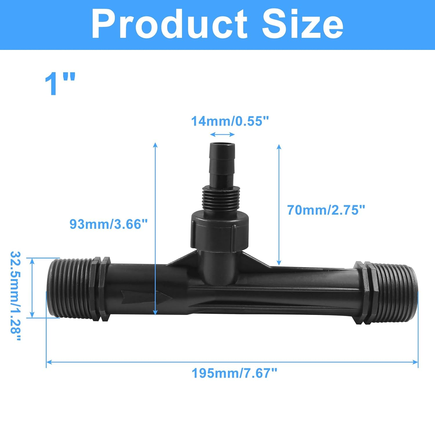 2Pcs Black Venturi Injector Tube 1 Inch Agriculture Garden Fertilizer Injector Plastic Irrigation Venturi Injector for Irrigation Systems(1 Inch) image number 2
