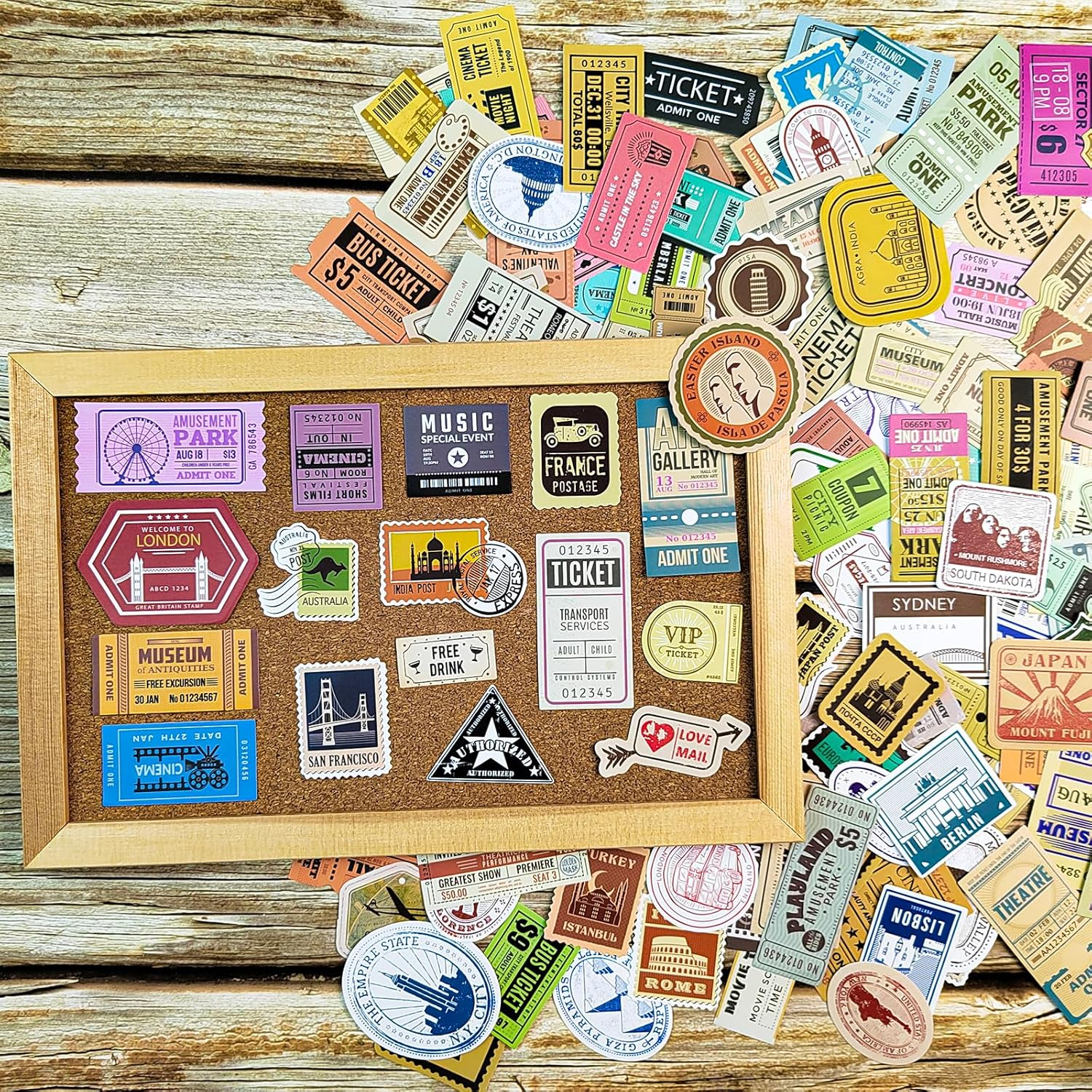 Prstincol 300 Pcs Vintage Travel Stickers Ticket Stickers for Journaling,Luggage Stickers Stub Stickers Vintage Stickers for Junk Journal Crafts Laptop Water Bottle Album Scrapbook image number 6
