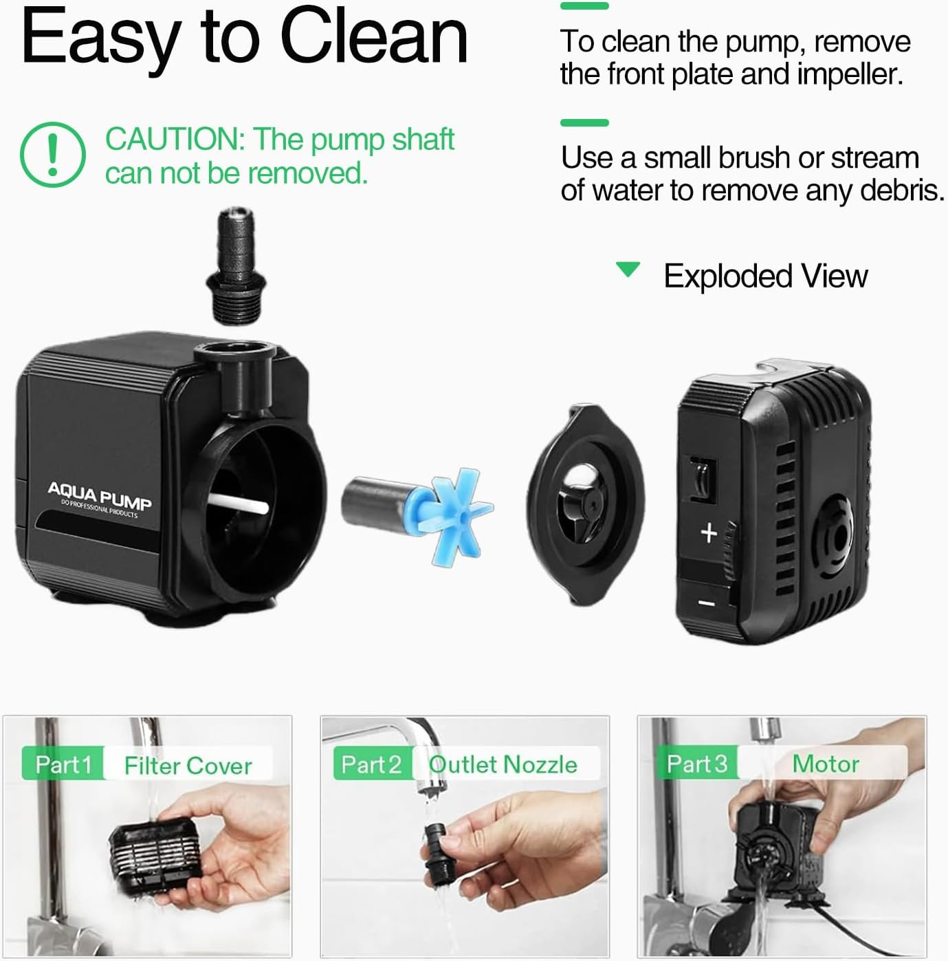 Submersible Pump, 800L/H 8W Ultra Quiet Aquarium Water Pump with 1M High Lift, with 1.4M Power Cord, 1 Nozzle for Fish Tank, Pond, Aquarium, Statuary, Hydroponics Black image number 1