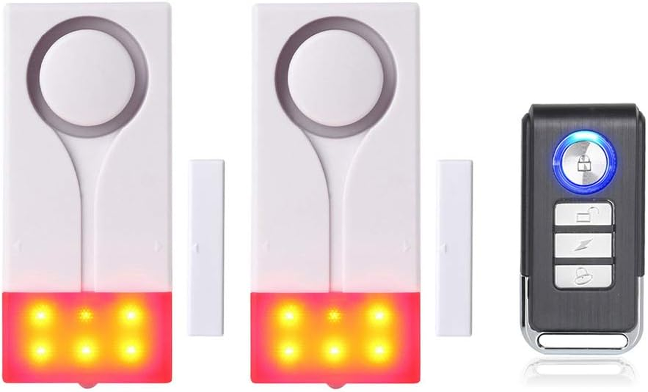 Mengshen Door and Window Alarm - Wireless Burglar Alert with 105Db Loud Sound and Bright Light, Easy to Install (Includes 2 Alarms and 1 Remote Control) image number 4