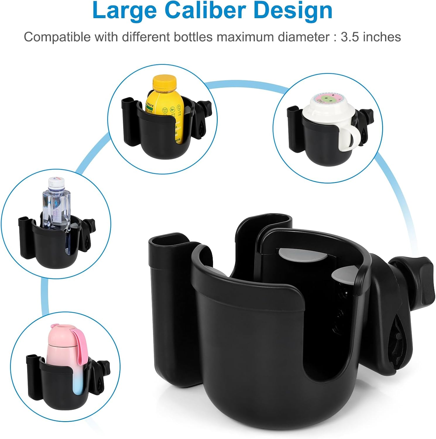 Accmor 2-In-1 Walker Cup Holder with Phone Holder, Wheelchair Cup Holder, Rollator Cup Holder, Cup Phone Holder for Walker, Wheelchair, Rollator, Mobility Scooter, Black image number 5