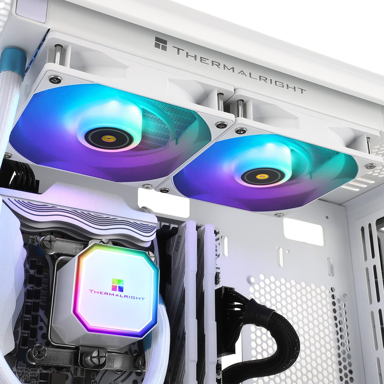 Thermalright Frozen Prism 240 White ARGB CPU Water Cooler with Dual PWM Fans ARGB, Water Pump Speed Is 3300RPM, for AMD: Am4/Am5,Intel Lga1150/1155/1200/1700/1851/2011,Case 240 Radiator image number 3
