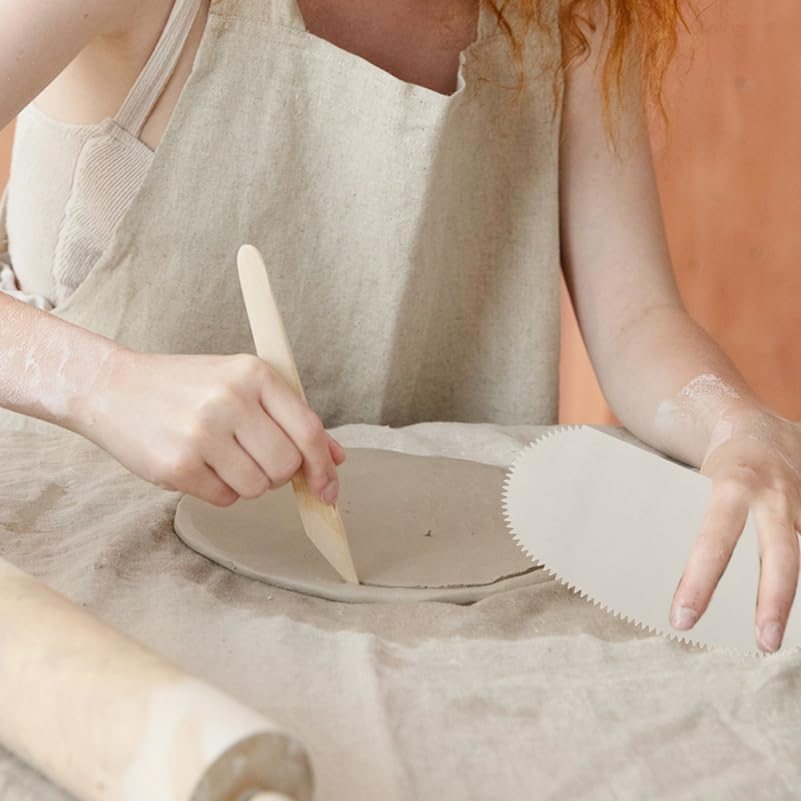 SHINEOFI 2Pcs Stainless Steel Clay Sculpting Tools Set with Serrated Scraper for Pottery and DIY Crafts, Silver Clay Engraving Tools image number 4