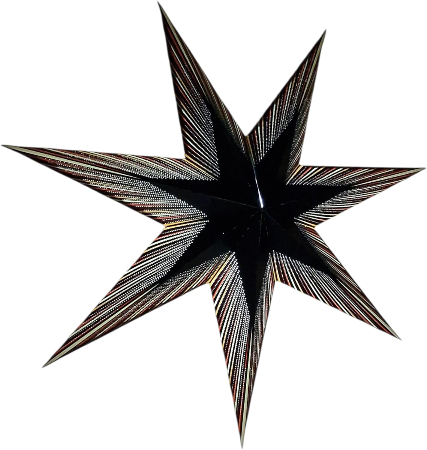 YEPSIO Paper Star Lantern Lampshade, 24 Inch, 7 Pointed Star, Foldable Hanging Decoration for Party, Wedding, Christmas (Black, Multicolour) image number 1