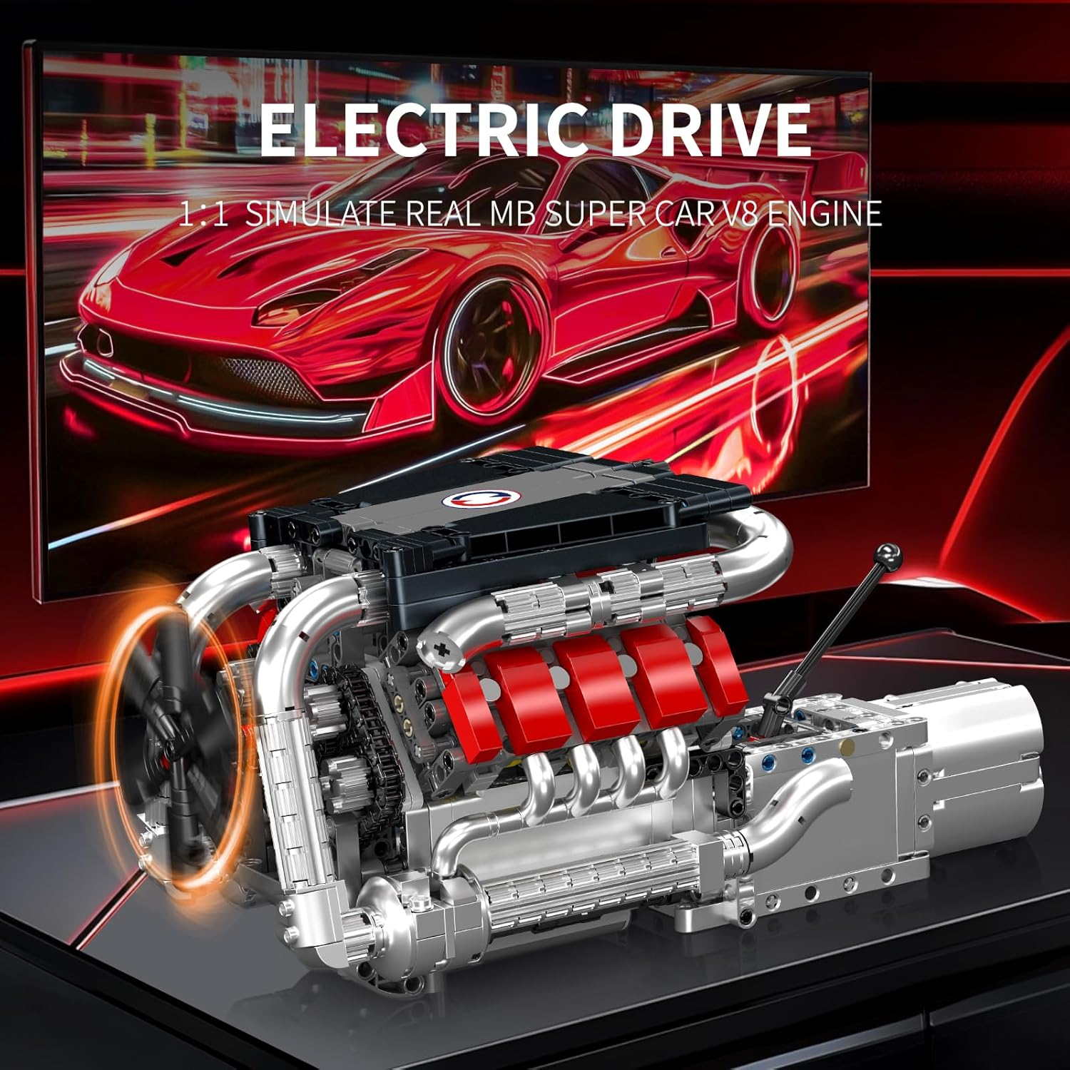 Mould King 10203 Technik V8 Engine Building Blocks Sets - Build Your Own V8 Engine with Gearbox for Adults, Car Engine Building Engineering Toys for Kids/Adults Collections(1169+ Pieces) image number 1