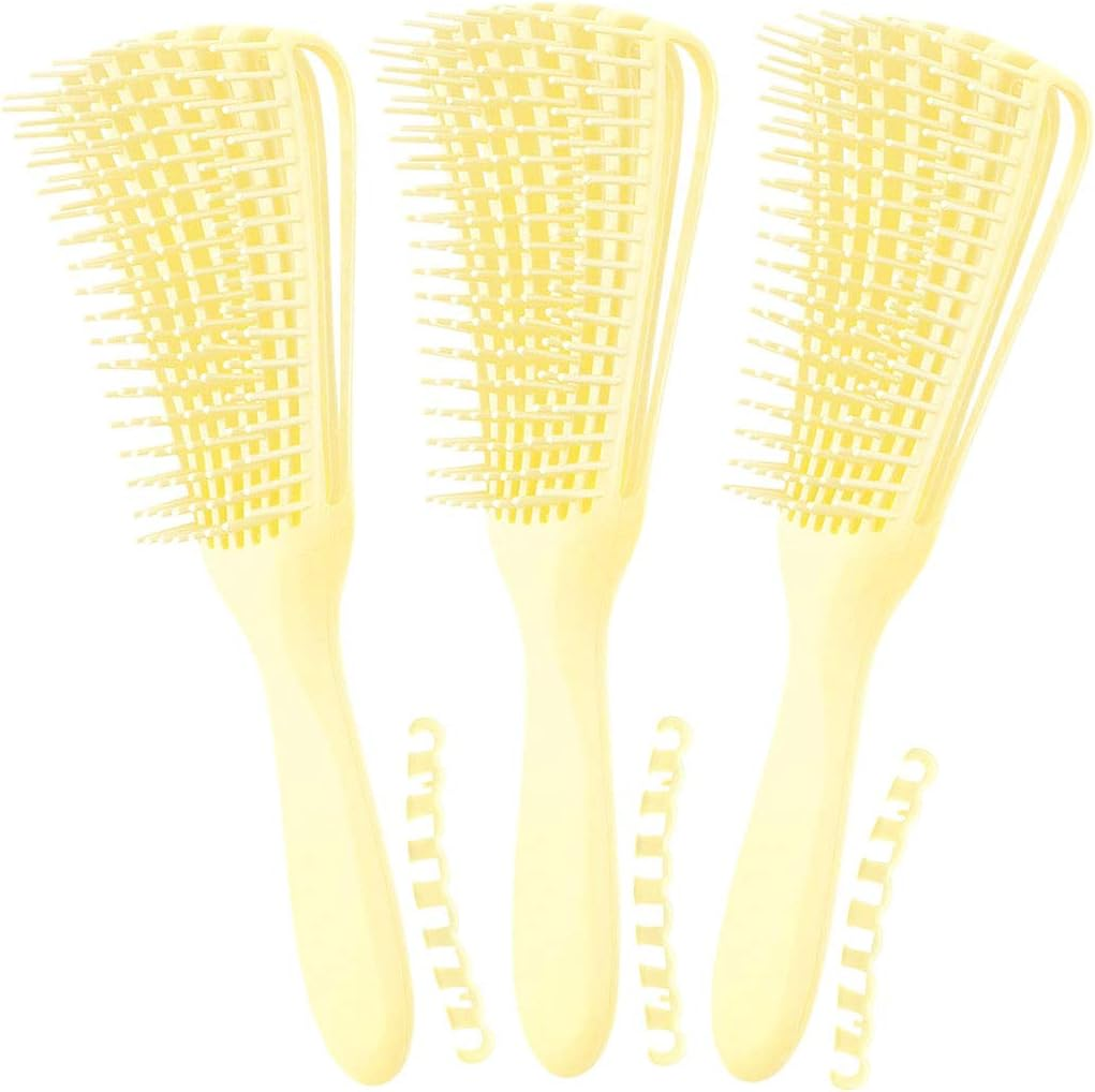 (2 Pcs, Pink-Black) - Detangling Brush for Afro America/African Hair Textured 3A to 4C Kinky Wavy/Curly/Coily/Wet/Dry/Oil/Thick/Long Hair, Knots Detangler Scalp Massage Comb Hair Detangler for Women (2 Pcs, Pink-Black)