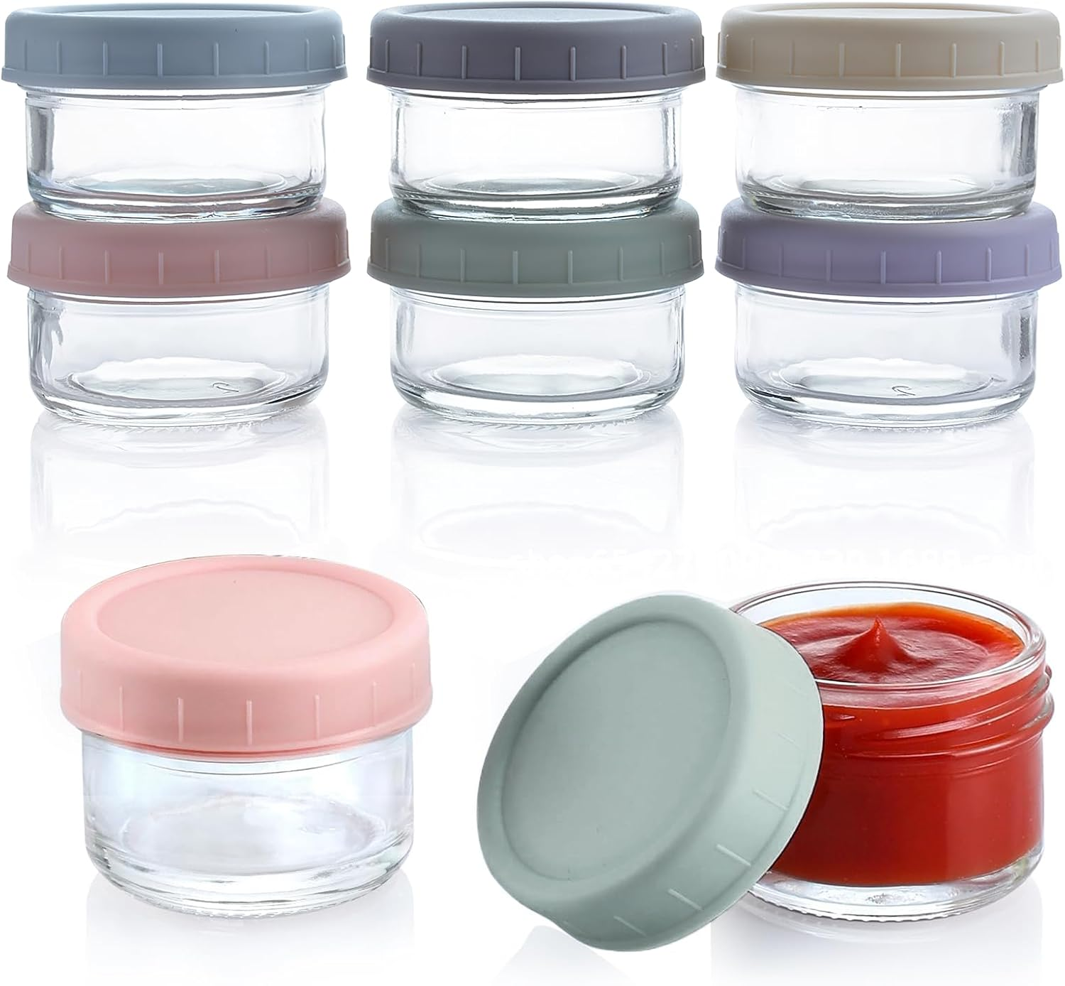 6 Pcs Salad Dressing Container to Go, 1.7 Oz Glass Small Condiment Container with Lids, Dipping Sauce Cups Set, Leakproof Reusable Sauce Containers for Lunch Box Work Trip image number 2