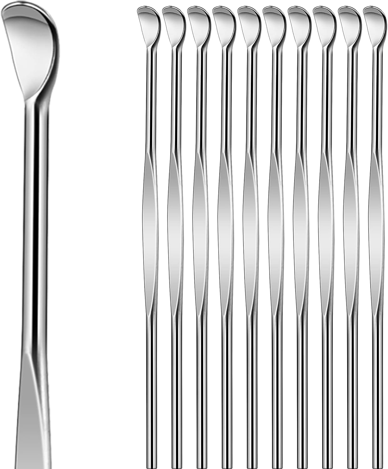 10Pcs Sliver Metal Ear Spoon Earwax Curette Remover Earpick Tool Hanging Clean Tool for Ear Key Hanging Key Pendant for Adult Children image number 3