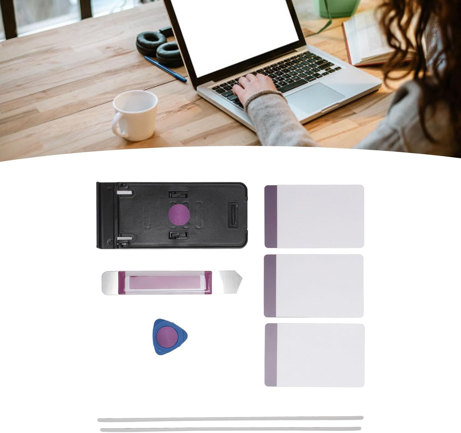 2 Pcs Non-Slip Bumper Feet Strips, Rubber Feet Strips with Installation Tools Kit, Replacement Feet Strips for Book 1/2/3, 13 Inch Laptop