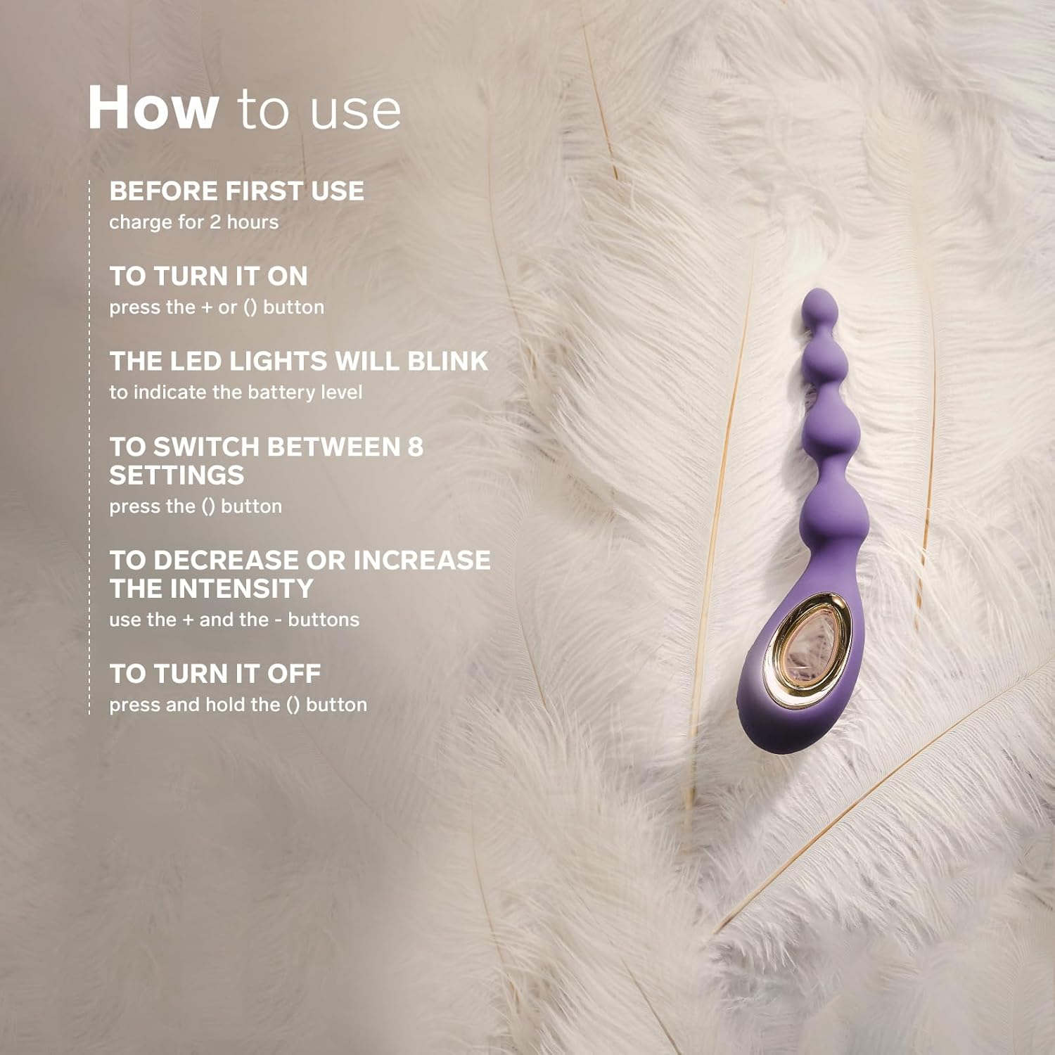 LELO SORAYA Beads Vibrating Anal Beads Massager with Bow-Motion Technology and 8 Vibrating Patterns, Adult Anal Toys, Violet Dusk - Violet Dusk image number 5