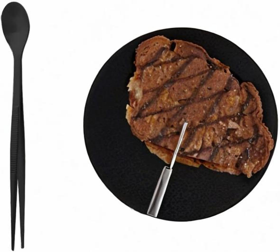 Fenteer 2In1 Spoon Tweezer Kitchen Tool Portable Serving Utensil for Family Gatherings, Black - Multicolor image number 5