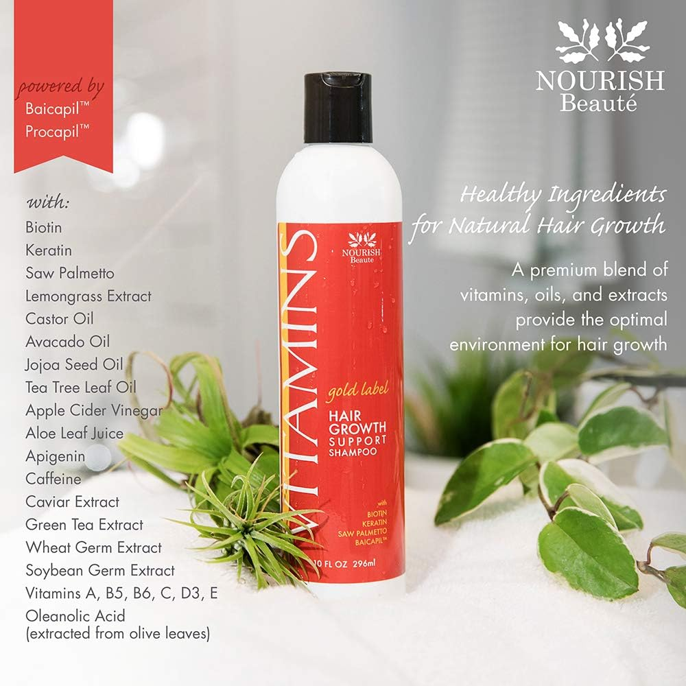 Nourish Beaute Vitamins Premium Shampoo and Conditioner for Hair Loss That Promotes Hair Regrowth for Men and Women, 1 10 Ounce image number 3