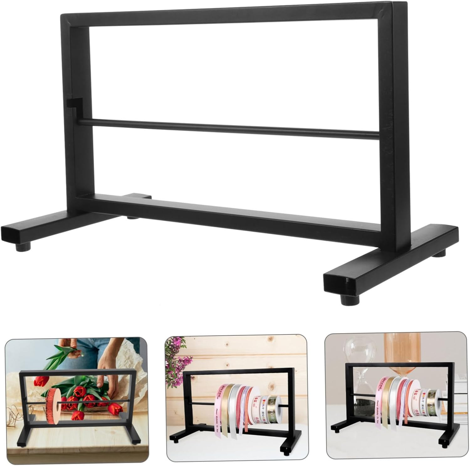 Amosfun Ribbon Holder Organizer Rack Iron Spool Storage Craft Ribbon Stand for Wrapping Paper and Sewing Supplies Single-Layer Metal Storage Display for Cake Shops and Handmade Crafts image number 6